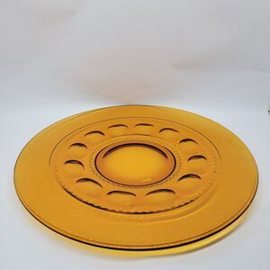 Indiana Glass Kings Crown Thumbprint Vintage Round 13" Amber Serving Platter VGC